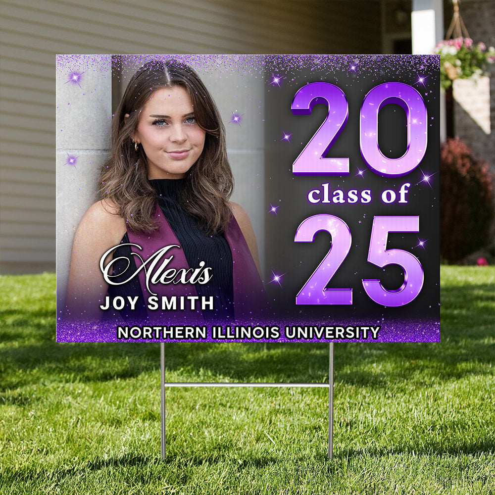 Class Of 2025 Glitter Lawn Sign, Graduation Gift - Personalized Graduation Lawn Sign