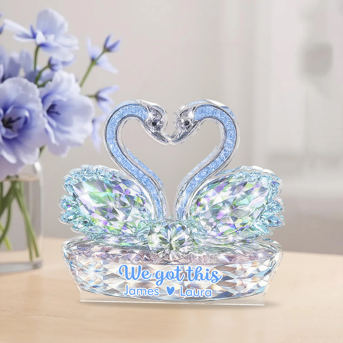 Swan Couple - Custom Couple Name Acrylic Block - Custom Acrylic Block Plaque