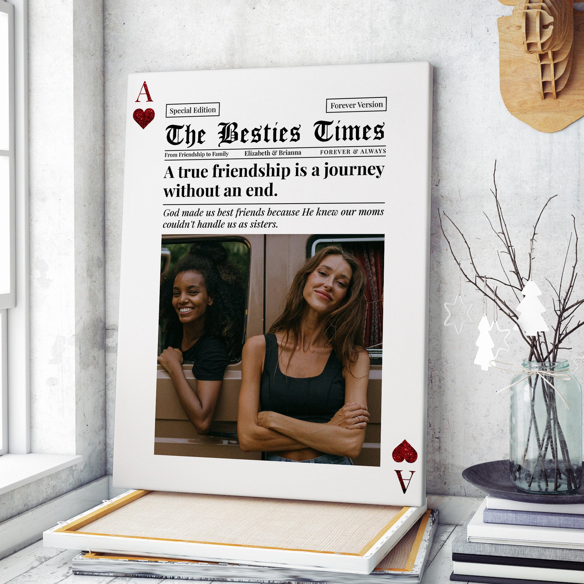 The Bestie Times - Custom Photo - Canvas Sign - Bestie Gift
