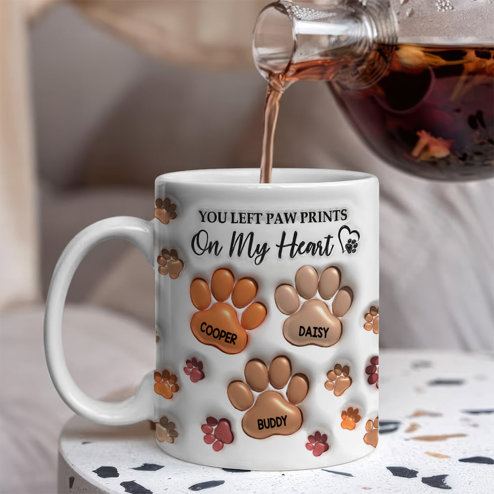 Pawprints On My Heart - Pet Memorial Gift - Personalized Custom Mug