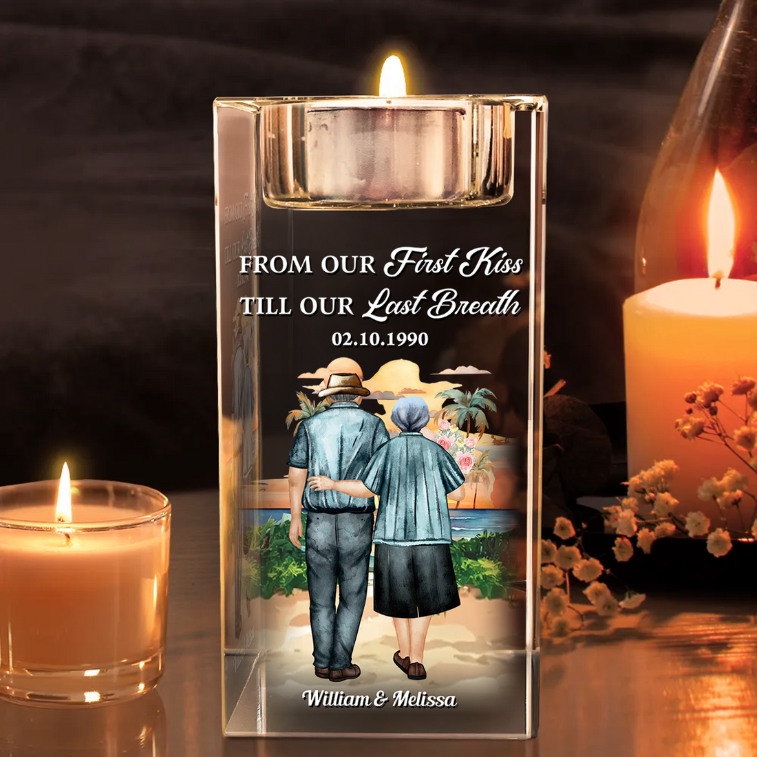 Til Our Last Breath - Personalized Crystal Candle Holder