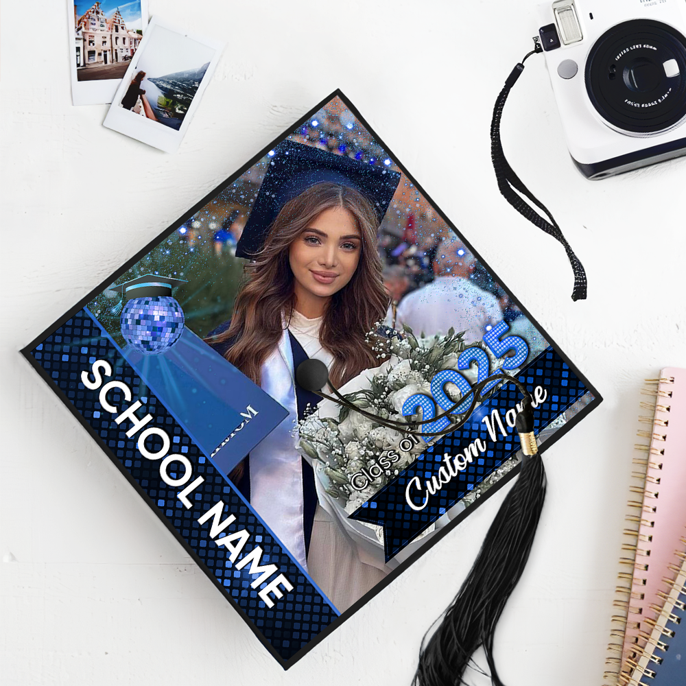 Class Of 2025 Graduation Cap Topper, Personalized Photo Graduation Cap Topper