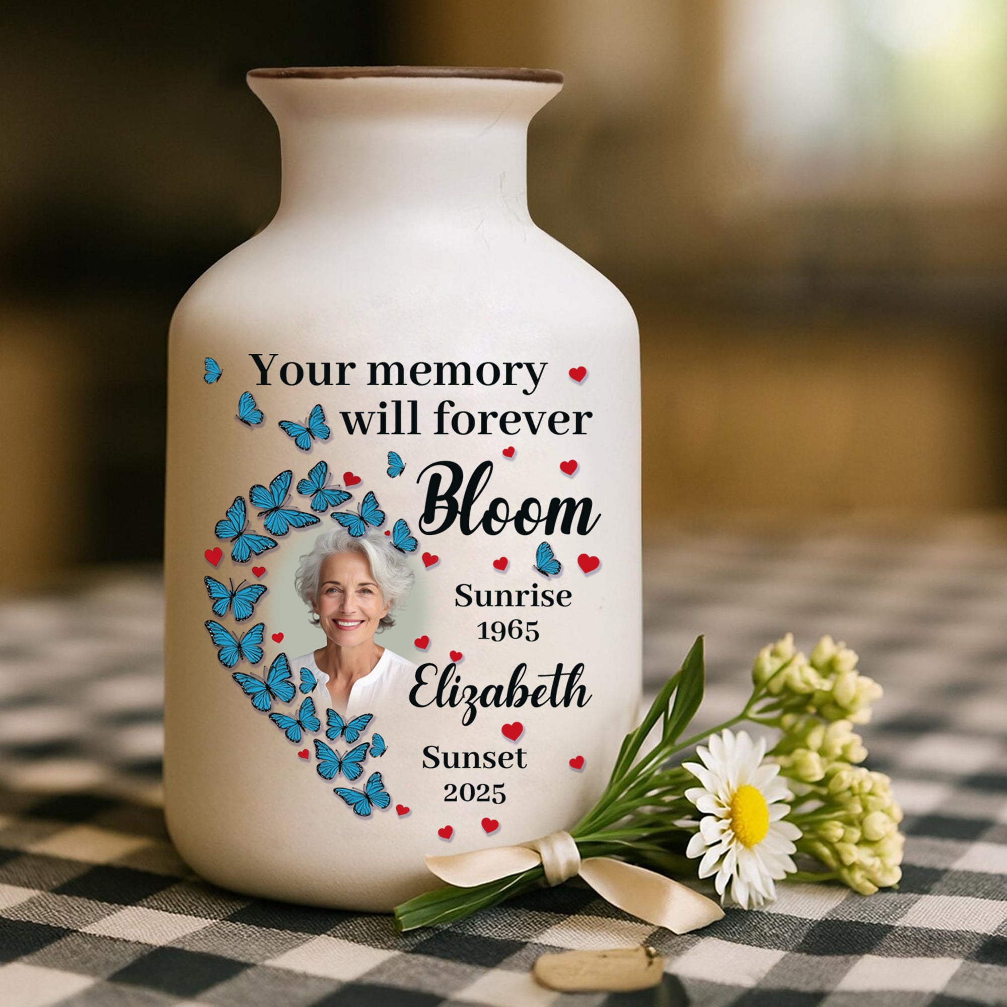 Your Memory Will Forever Bloom - Personalized Elegant Ceramic Flower Pot Minimalist - Memorial Gift