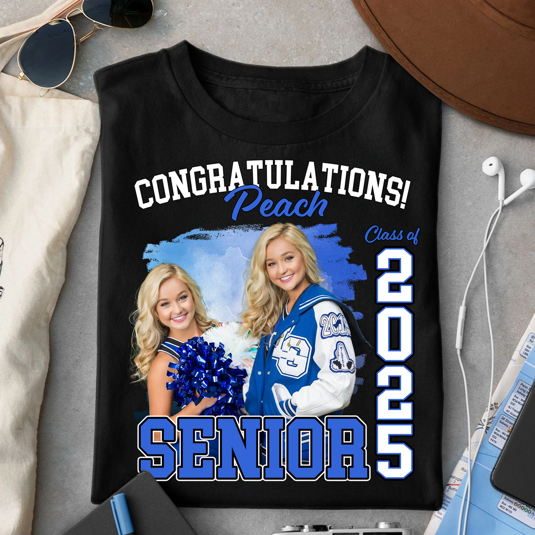 Congratulations Class Of 2025 SENIOR Personalized Graduation Shirt Upload Photo T-shirt, Graduation Gift