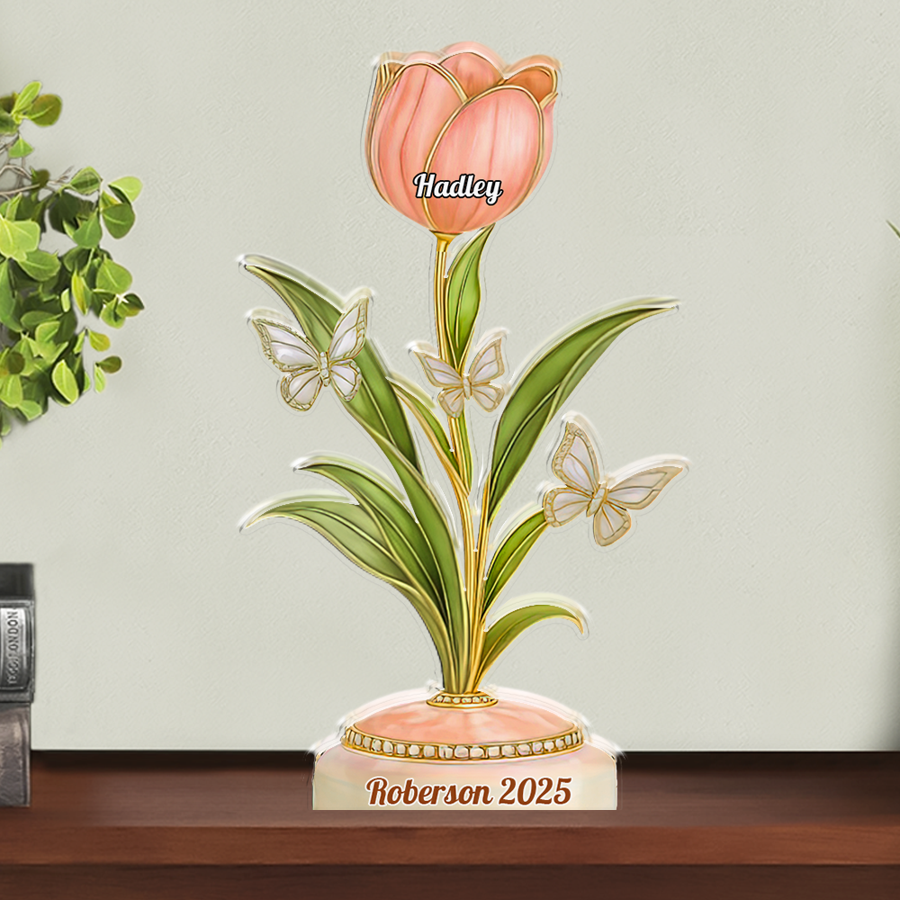 Family Flower - Personalized Custom Shaped Acrylic Plaque - Tulip