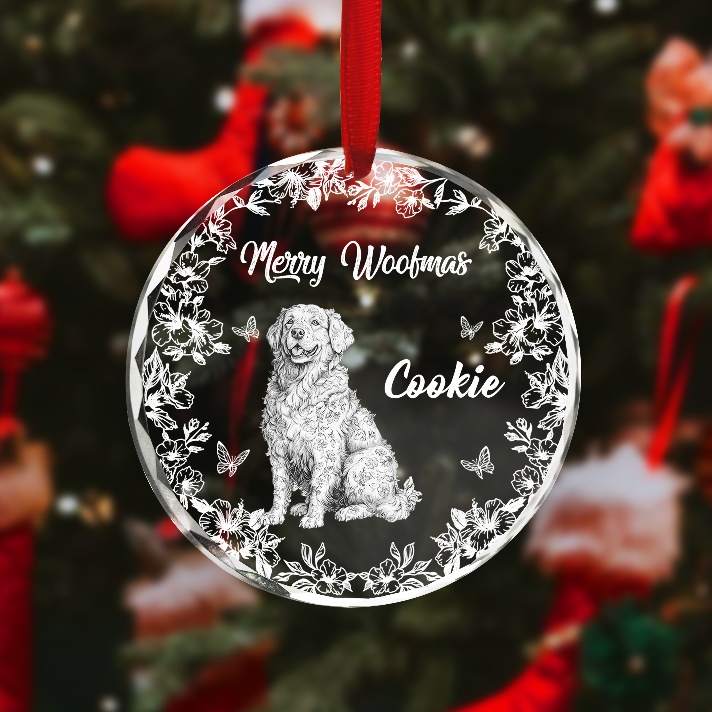 Merry Woofmas - Personalized Custom Glass Ornament