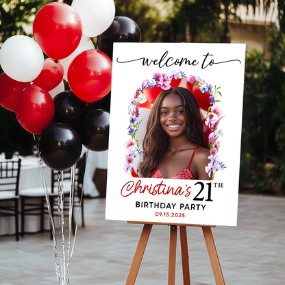 Welcome Birthday Party Sign - Custom Name & Photo Law Sign - Welcome To My Birthday Sign