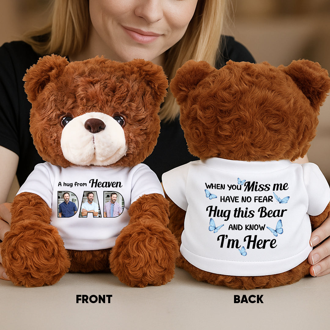 A Hug From Heaven - Personalized Memorial Bear Plush - Custom Name and Photo Teddy Bear