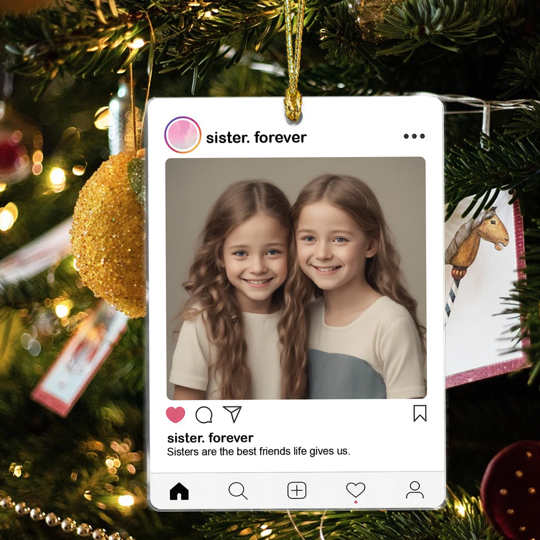 Besties Forever - Custom Name and Photo Hologram Ornament - Home Decoration