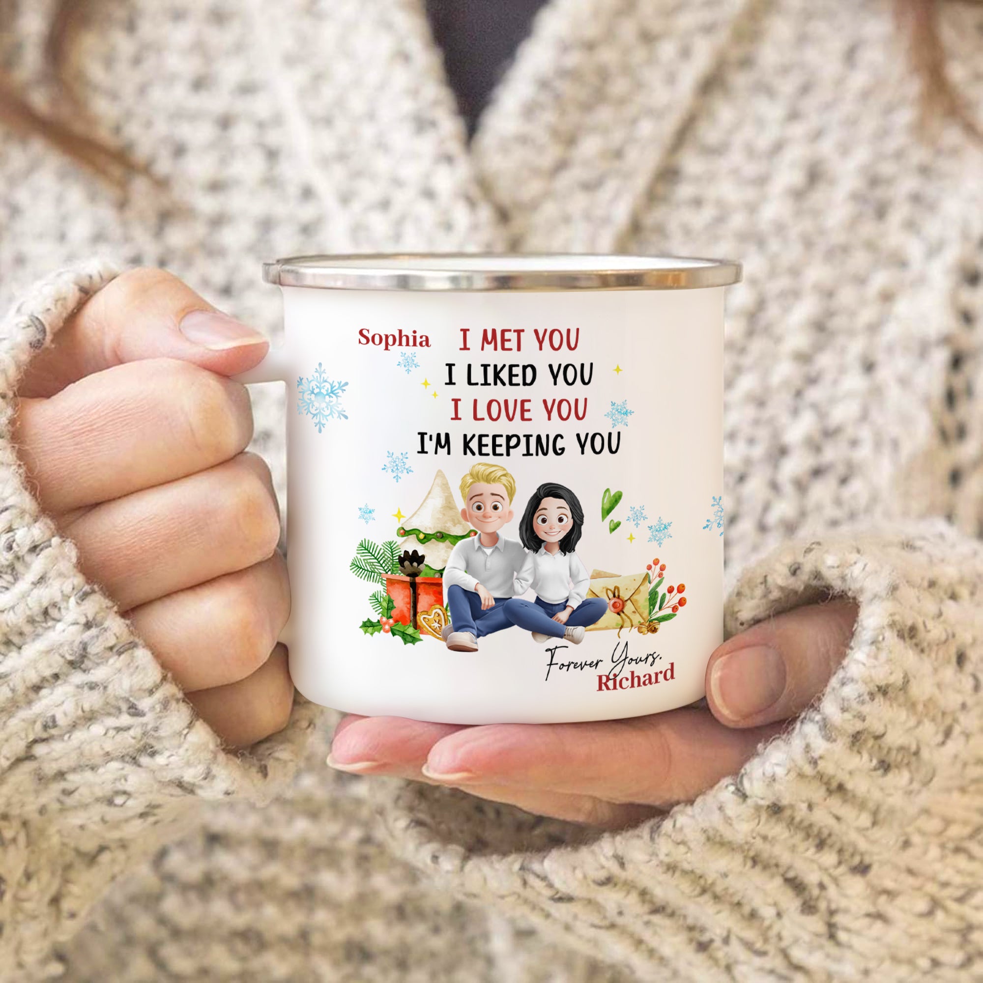 I'm Keeping You - Personalized Custom 12oz Enamel Mug - Gift for Lover