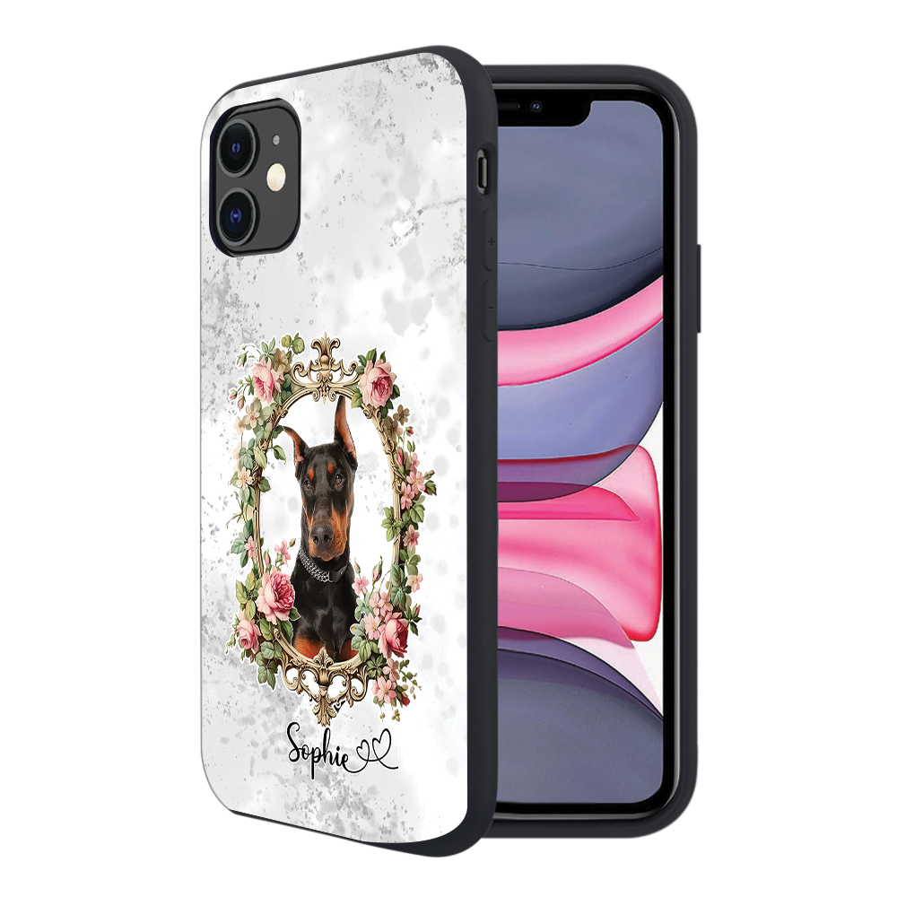 Custom Name and Photo - Personalized Black Silicone Phone Case - Stylish Cute Gift for Pet Lovers