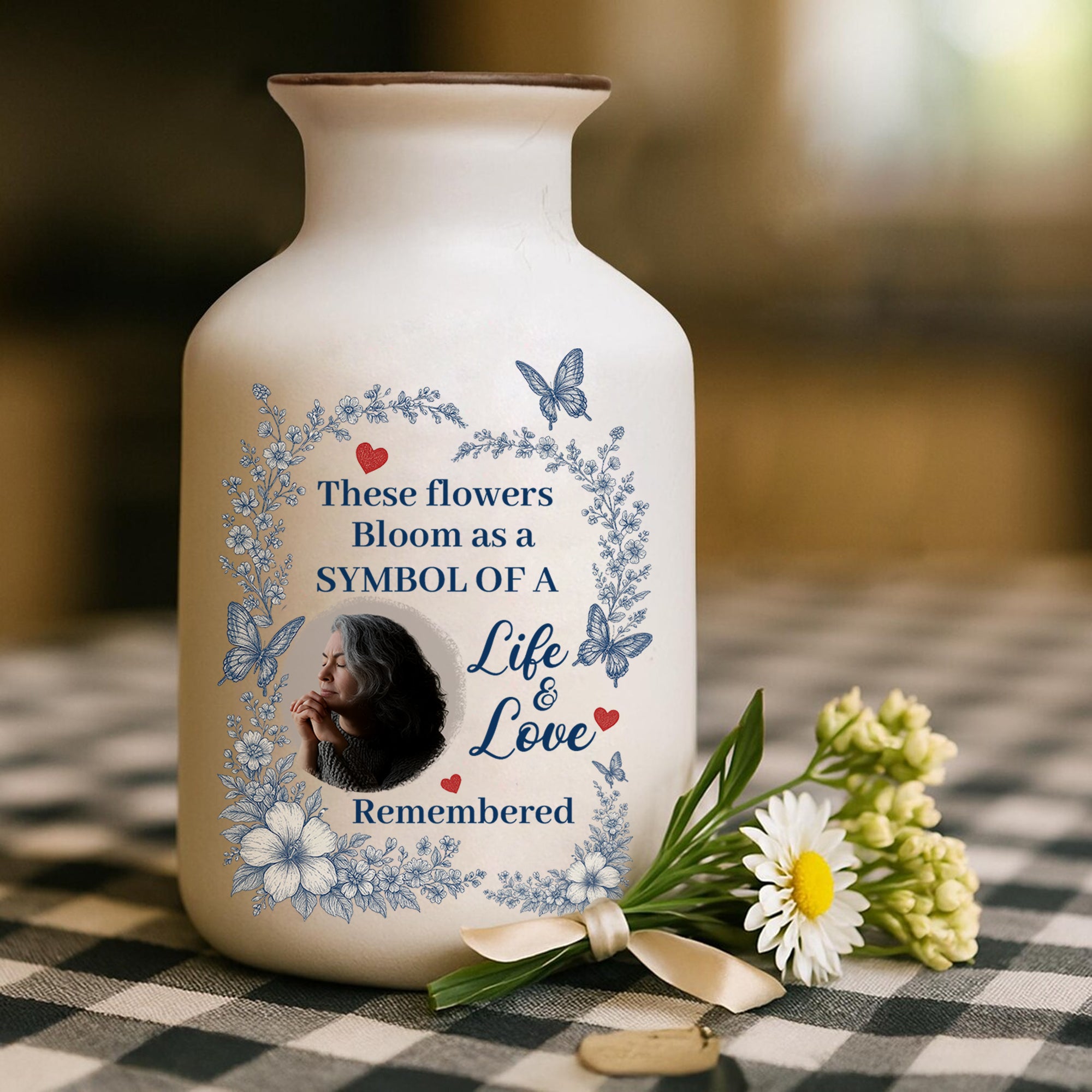 Symbol Of A Life - Personalized Elegant Ceramic Flower Pot Minimalist - Memorial Gift