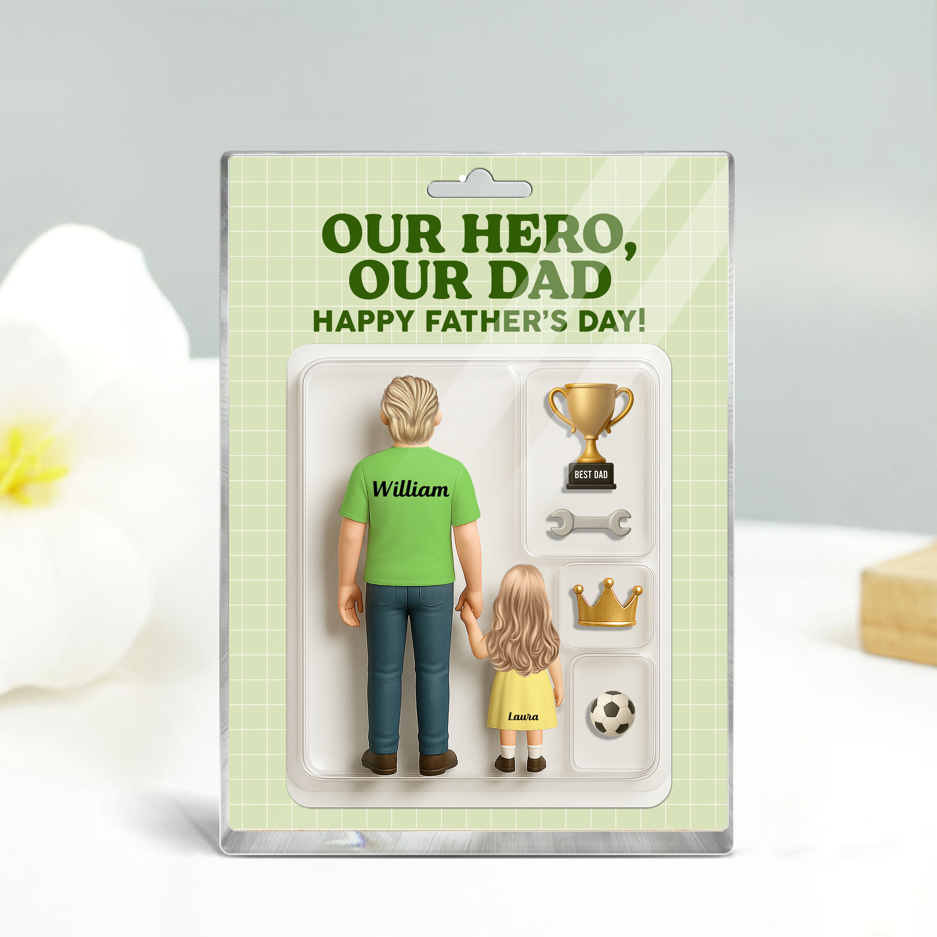 Our Hero Our Dad - Custom Figure Personalized Acrylic Block Plaque