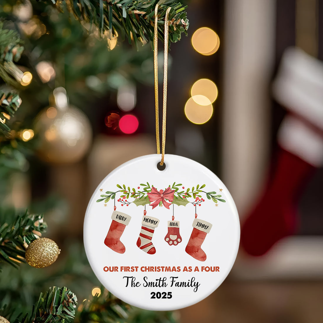 First Christmas As A Family   - Personalized Ceramic Ornament - Home Decor