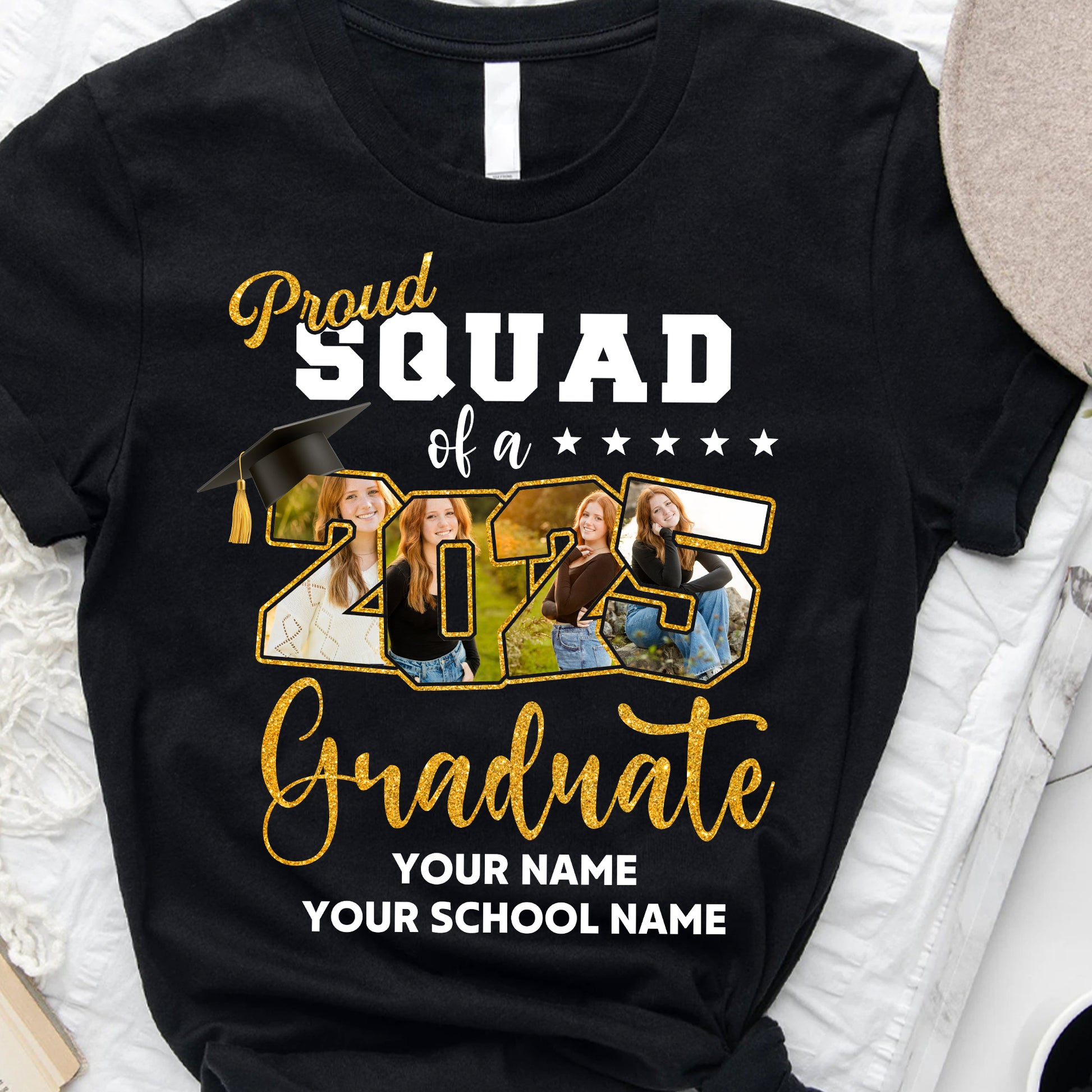 Proud Squad Of A 2025 Graduate Custom Graduation Shirt Upload Photo T-shirt, Personalized Graduation T-shirt, Graduation Gift