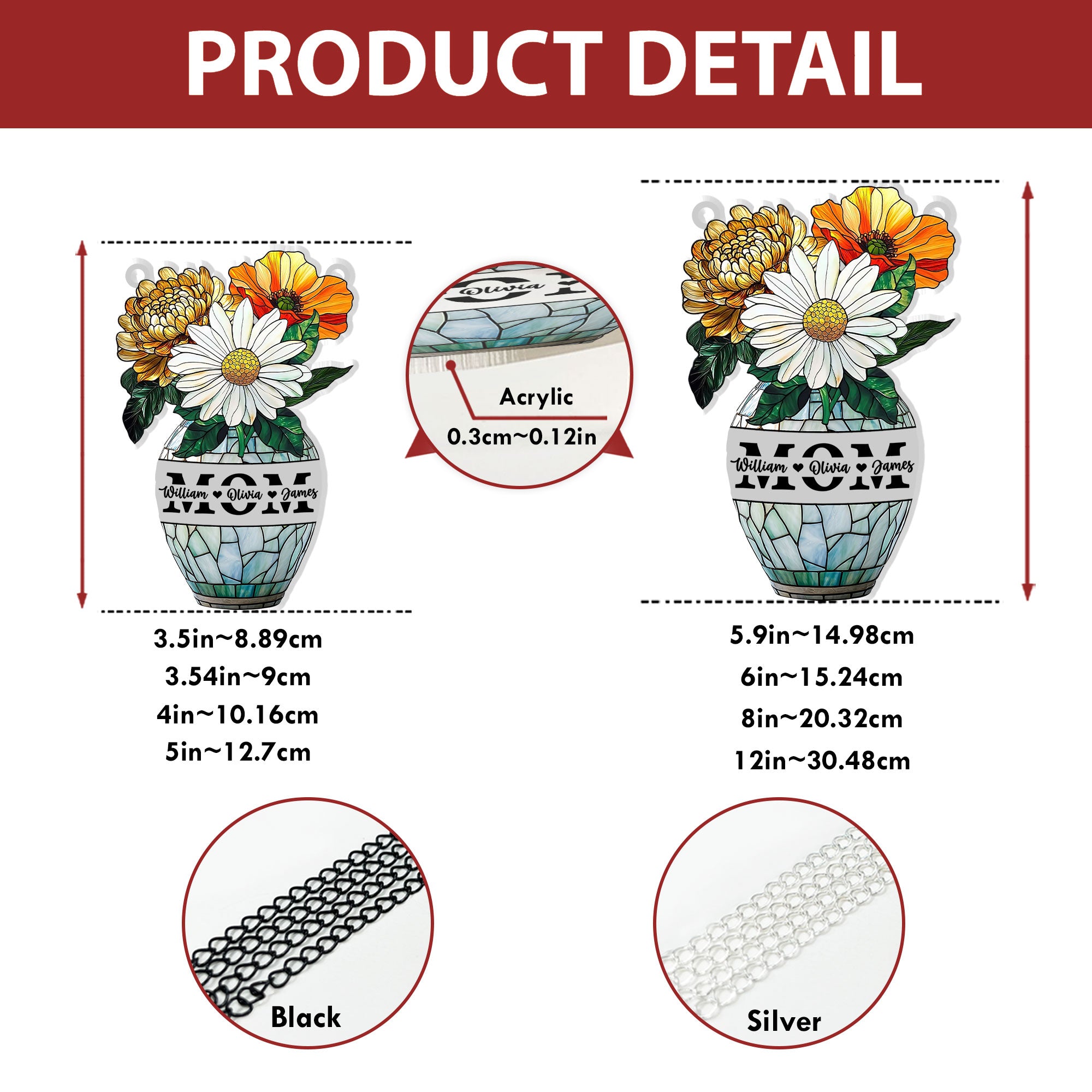 Mom Flower - Personalized Suncatcher Custom Shape Decor