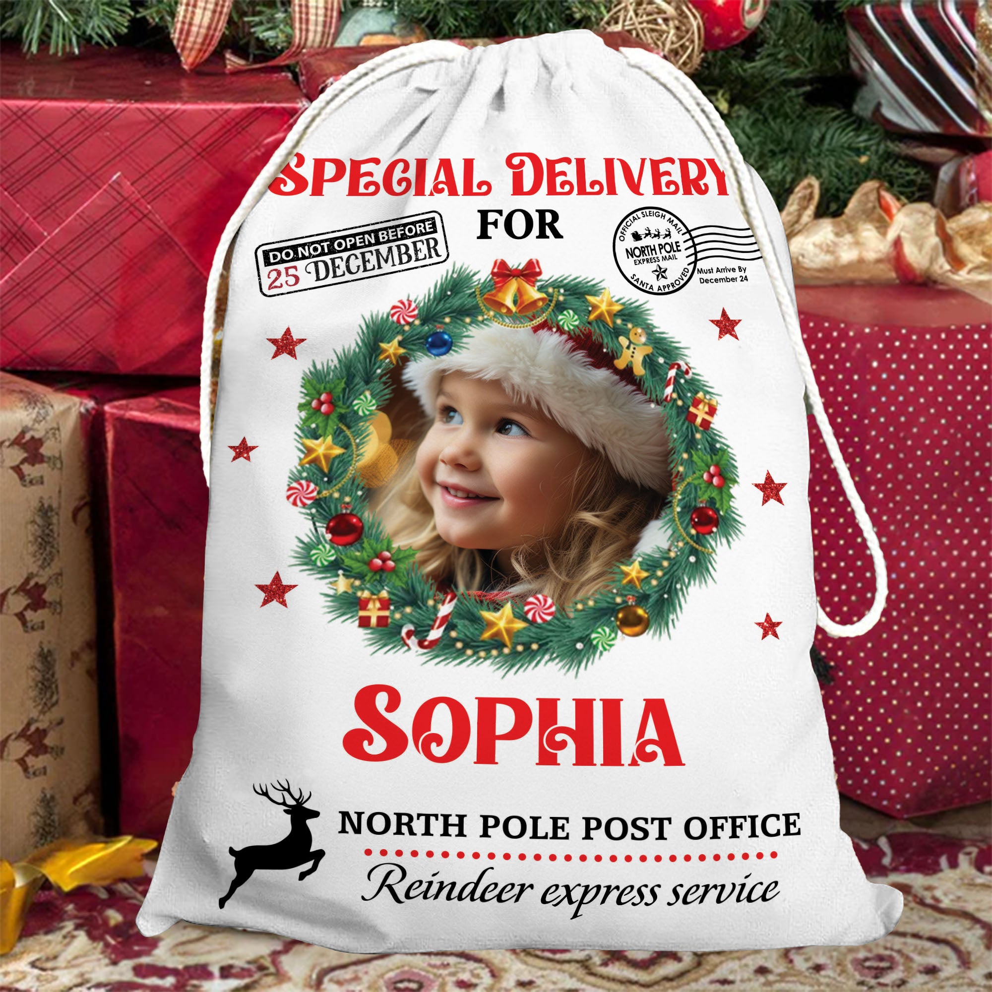 Special Delivery - Christmas Bag Custom Photo  - Christmas Sack Gift