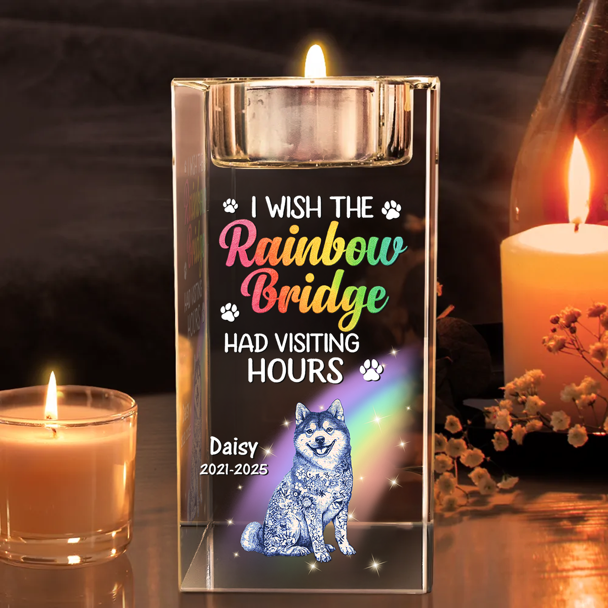 A Piece Of My Heart - Personalized Crystal Candle Holder