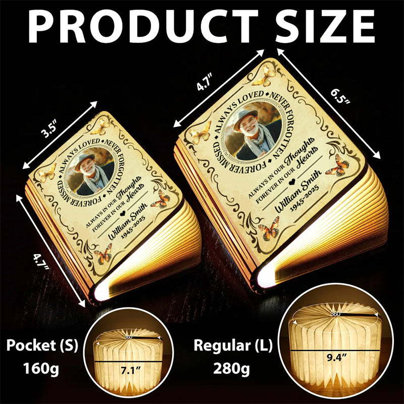 Always Loved Forever Missed - Personalized Book Lamp - Memorial Gift