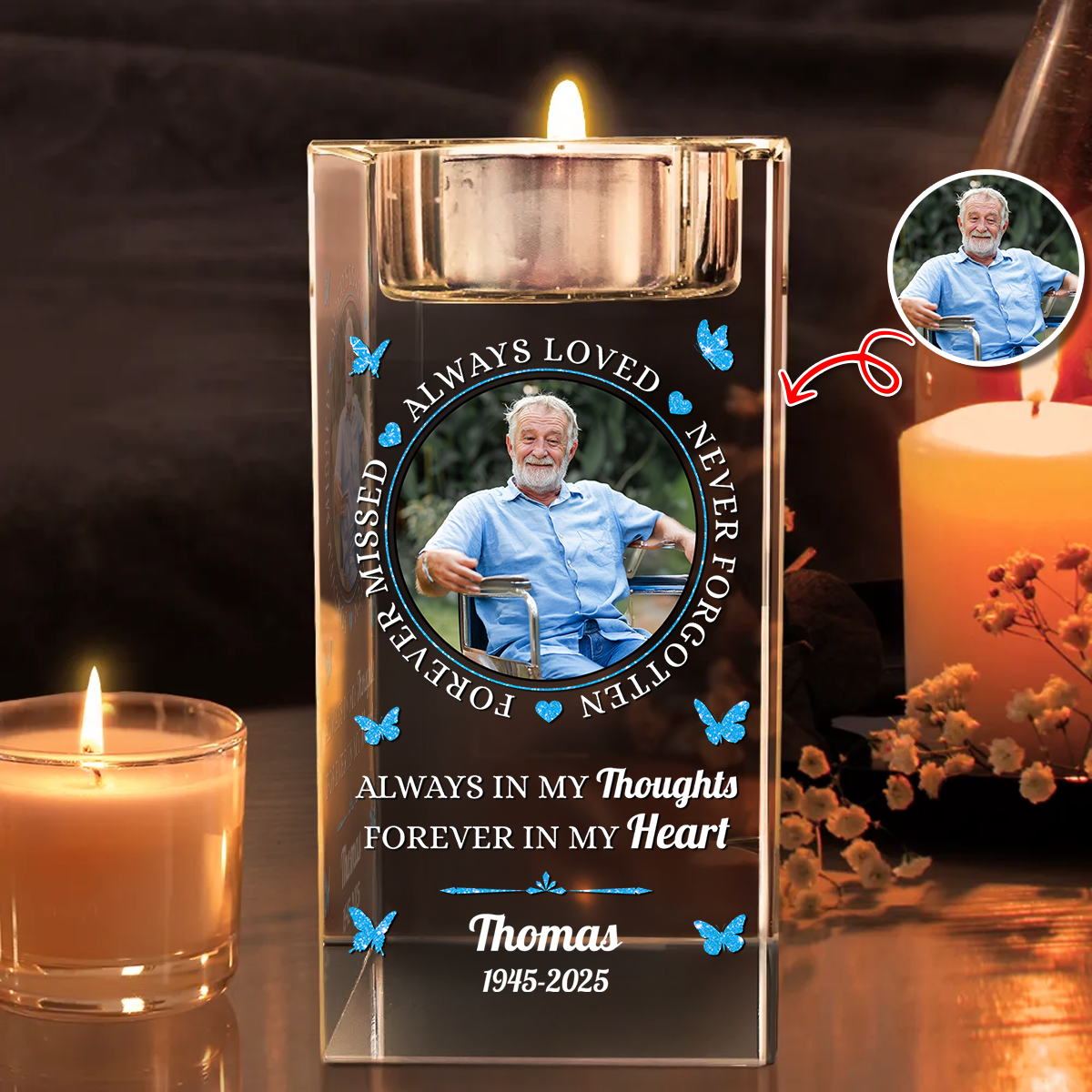 Your Light Will Always Shine - Personalized Crystal Candle Holder