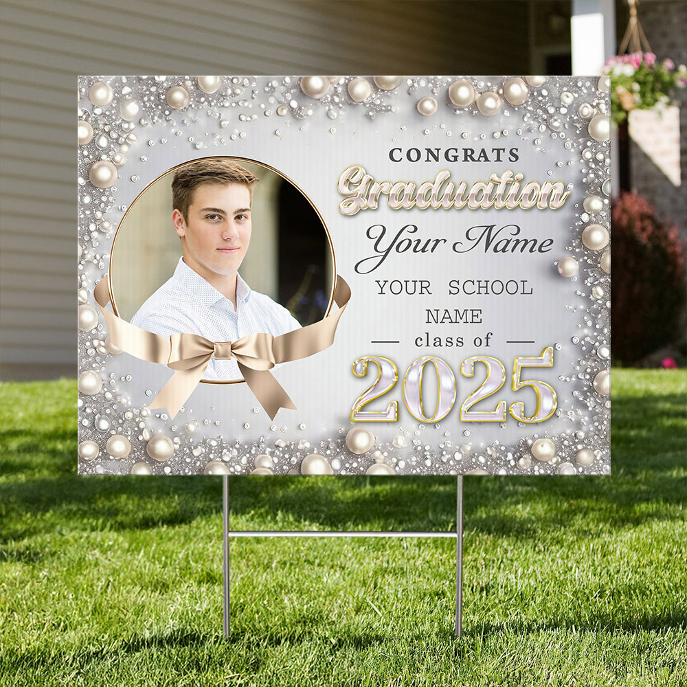 Congrats Graduation - Class of 2025 Lawn Sign | Personalized Outdoor Yard Sign | Best 2025 Grad Gift