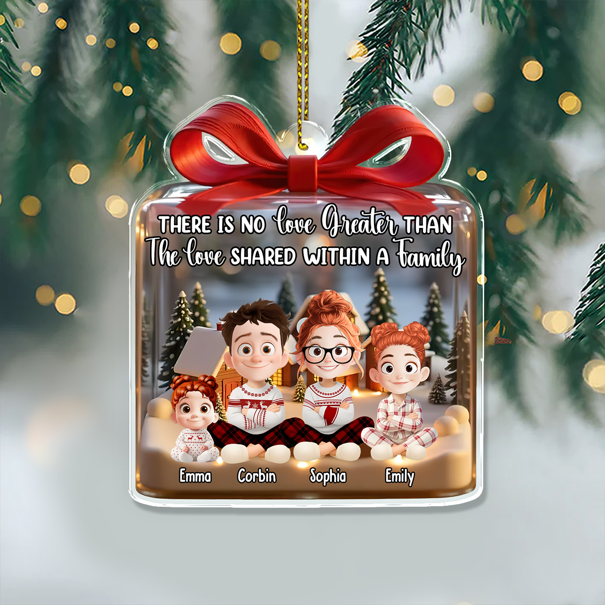 Family Love - Custom Name and Appearance Hologram Ornament - Family Decoration