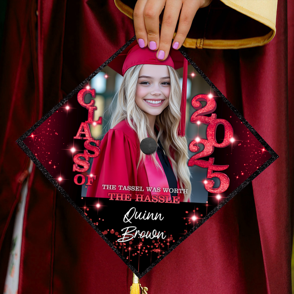 Personalized Class Of 2025 Photo Graduation Cap Topper, Decorations For Grad Cap