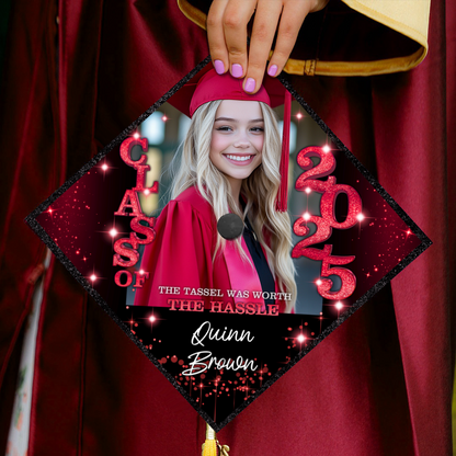 Personalized Class Of 2025 Photo Graduation Cap Topper, Decorations For Grad Cap