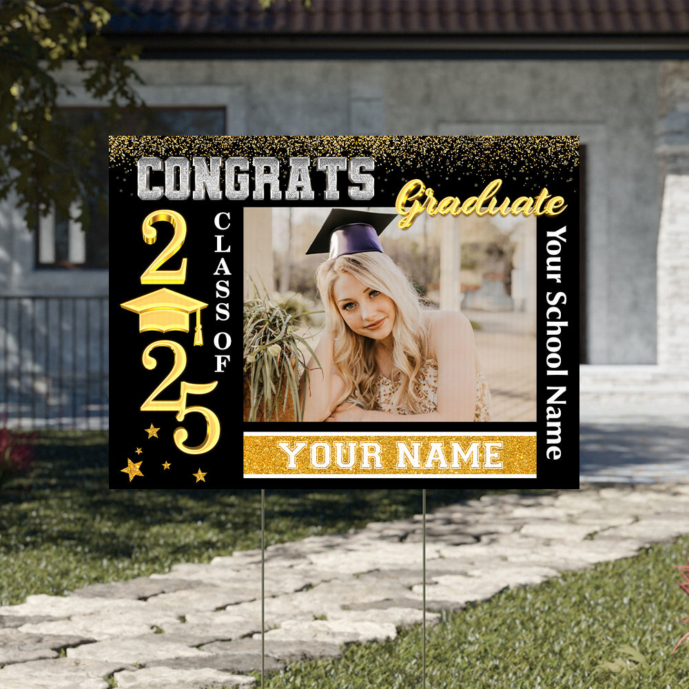 Congrats Class Of 2025 Lawn Sign, Personalized Congrats Graduation Senior 2025 Lawn Sign, Graduation Gift
