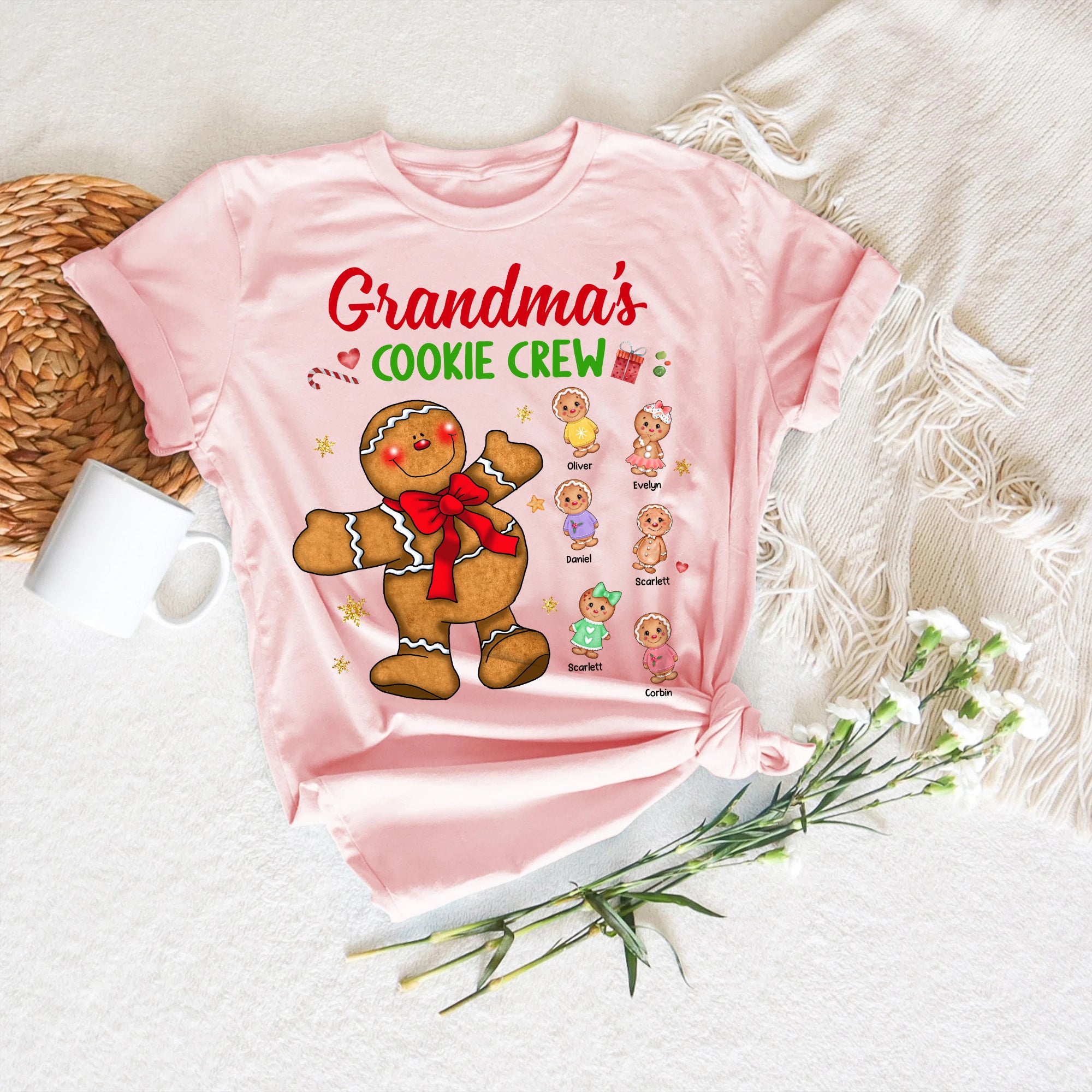Personalized Gift For Grandma - Grandma's Cookie Crew - Custom Name Christmas Shirt