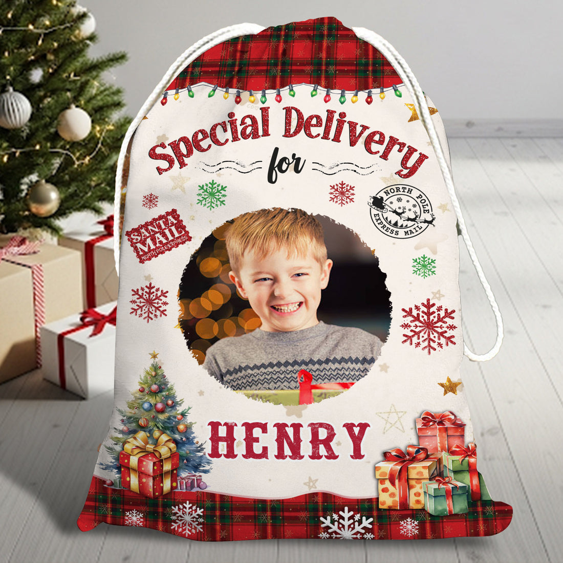 Christmas Bag Custom Photo - Special Delivery - Christmas Sack