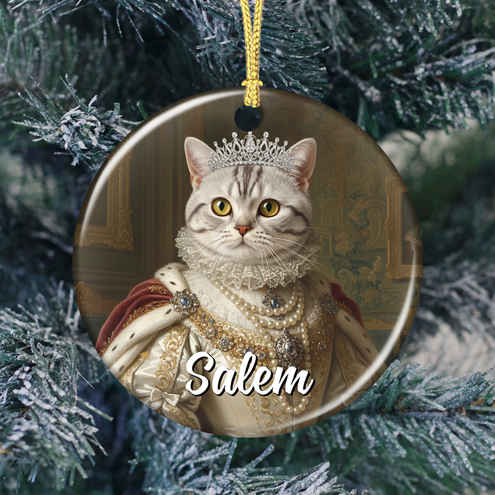 Custom Photo Royal Style - Pet Lover Gift - Personalized Ceramic Ornament