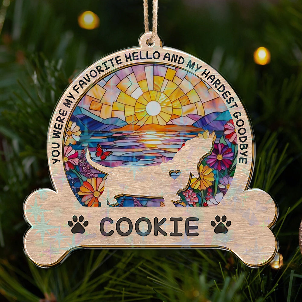 Personalized Dog Memorial Ornament - Custom Shape Hologram Ornament