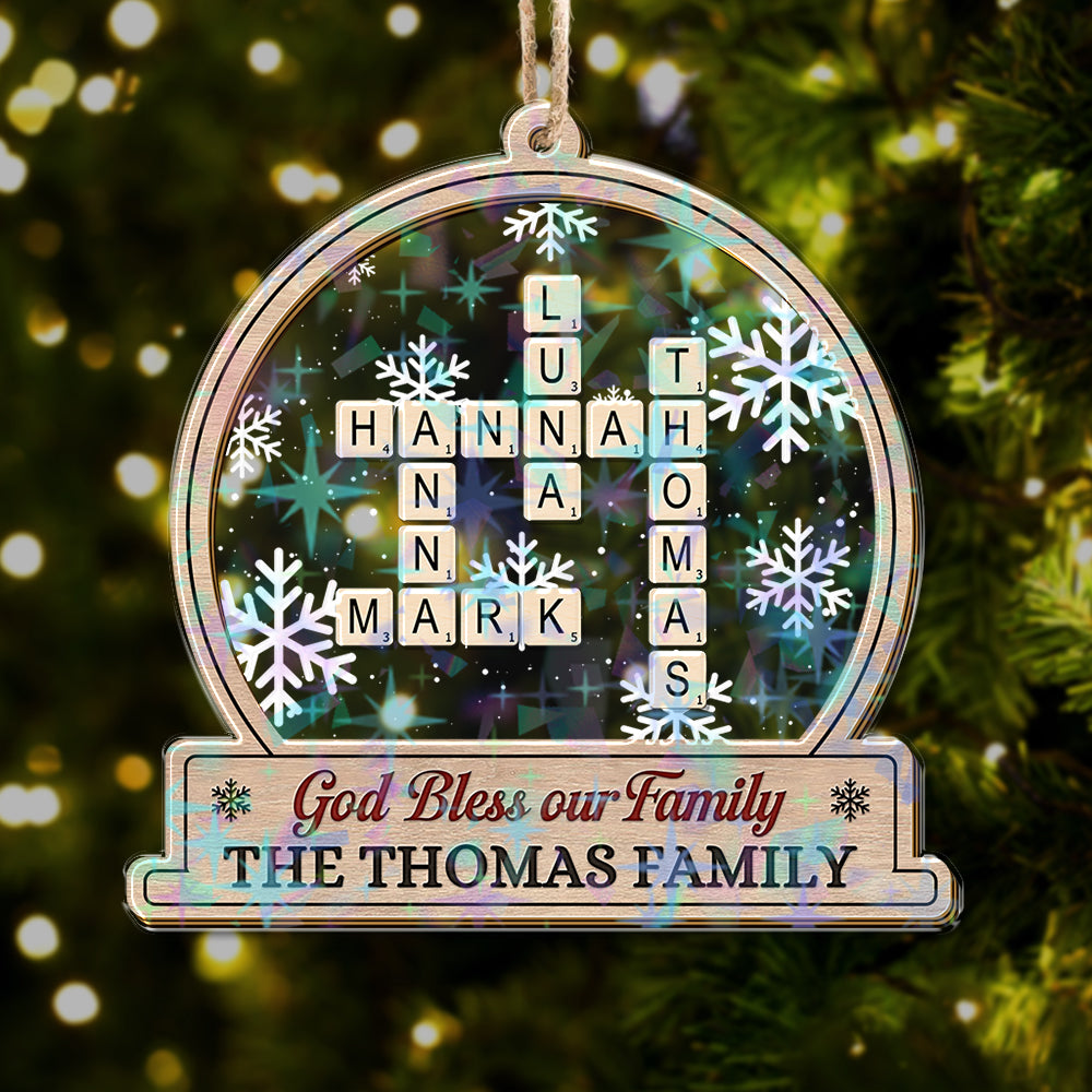 Personalized Family Name Ornament - Custom Shape Hologram Ornament