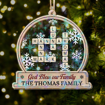 Personalized Family Name Ornament - Custom Shape Hologram Ornament