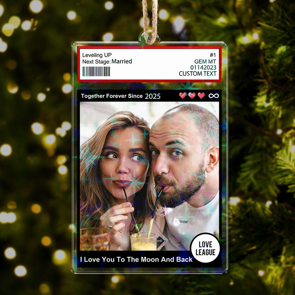 Personalized Couple Name and Photo Ornament - Custom Shape Hologram Ornament