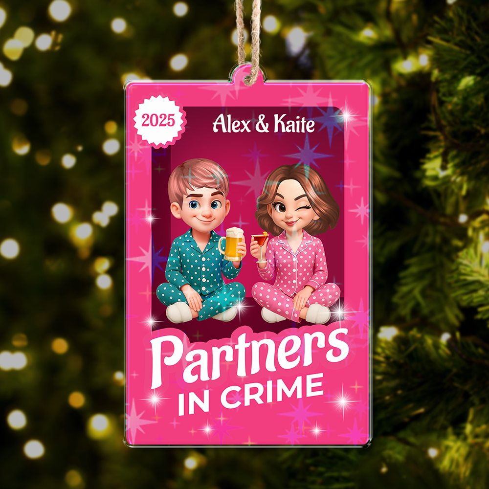 Partners In Crime - Personalized Couple Name and Appearance Ornament - Custom Shape Hologram Ornament