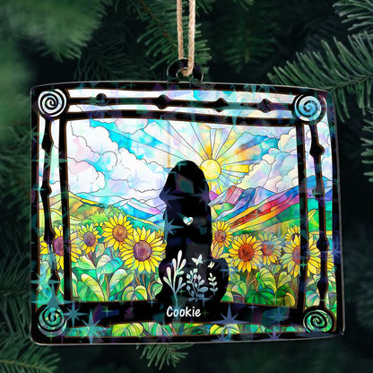 Personalized Floral Dog Ornament - Custom Shape Hologram Ornament