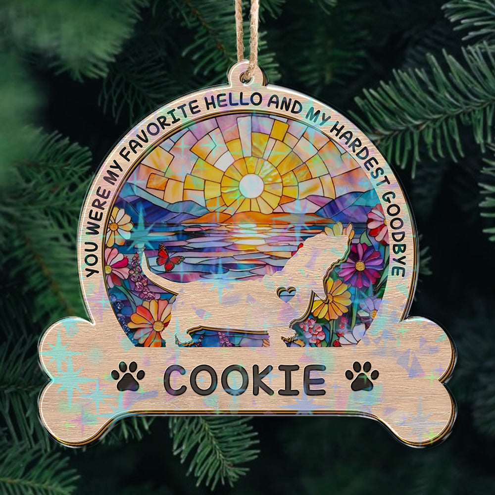 Personalized Dog Memorial Ornament - Custom Shape Hologram Ornament