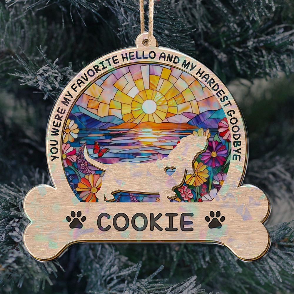 Personalized Dog Memorial Ornament - Custom Shape Hologram Ornament