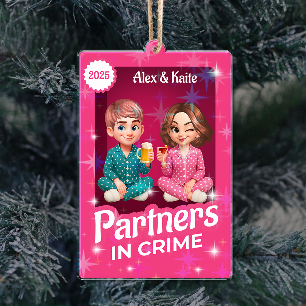 Partners In Crime - Personalized Couple Name and Appearance Ornament - Custom Shape Hologram Ornament