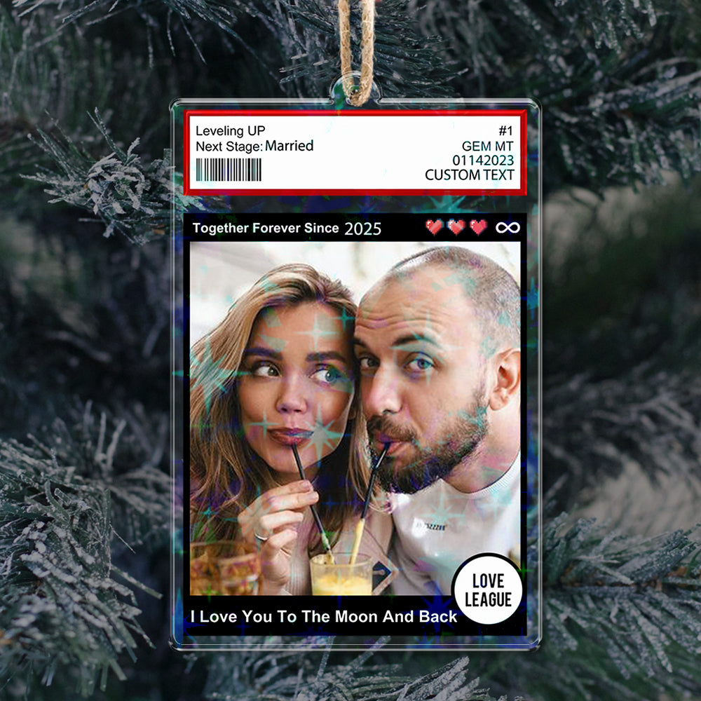 Personalized Couple Name and Photo Ornament - Custom Shape Hologram Ornament
