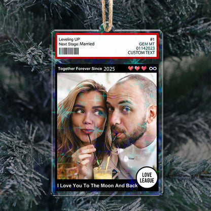 Personalized Couple Name and Photo Ornament - Custom Shape Hologram Ornament