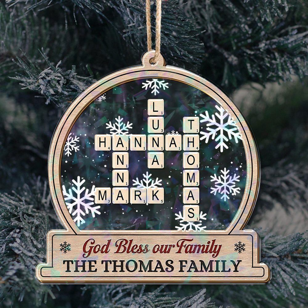 Personalized Family Name Ornament - Custom Shape Hologram Ornament