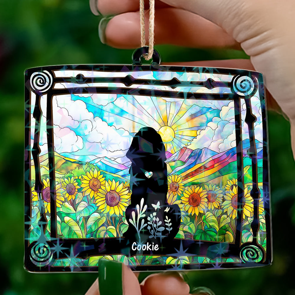 Personalized Floral Dog Ornament - Custom Shape Hologram Ornament