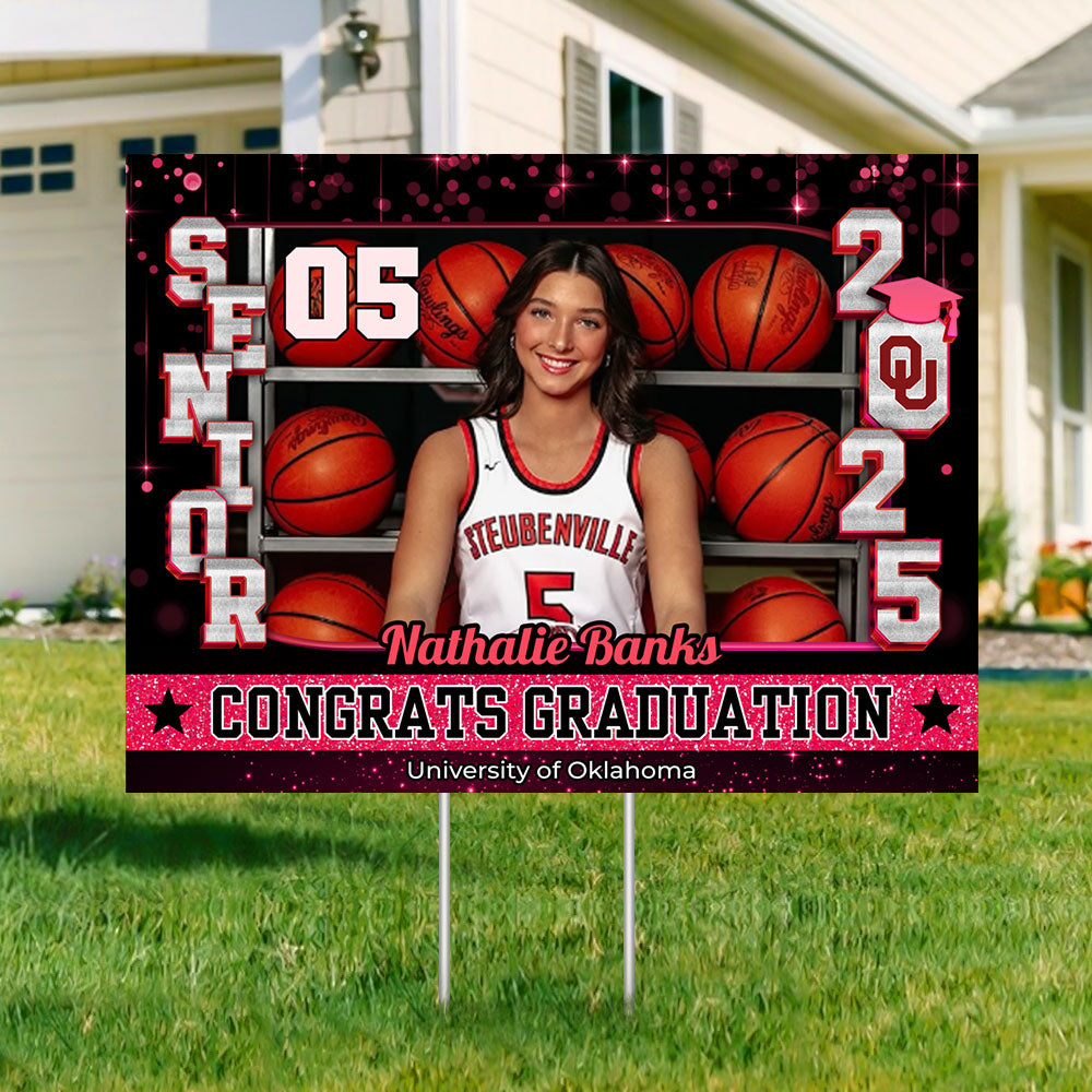 Congrats Class Of 2025 Lawn Sign, Custom Name and School Name Congrats Graduation Lawn Sign