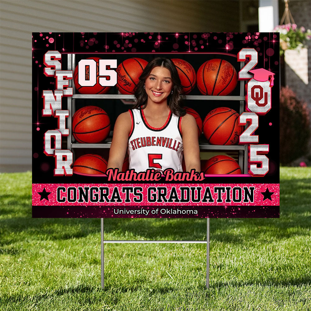 Congrats Class Of 2025 Lawn Sign, Custom Name and School Name Congrats Graduation Lawn Sign