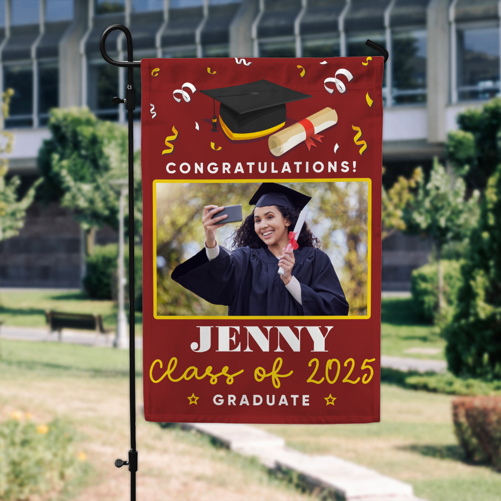 Personalized Graduation Garden Flag Photo Class Of 2025 Gift, Graduation Decorations