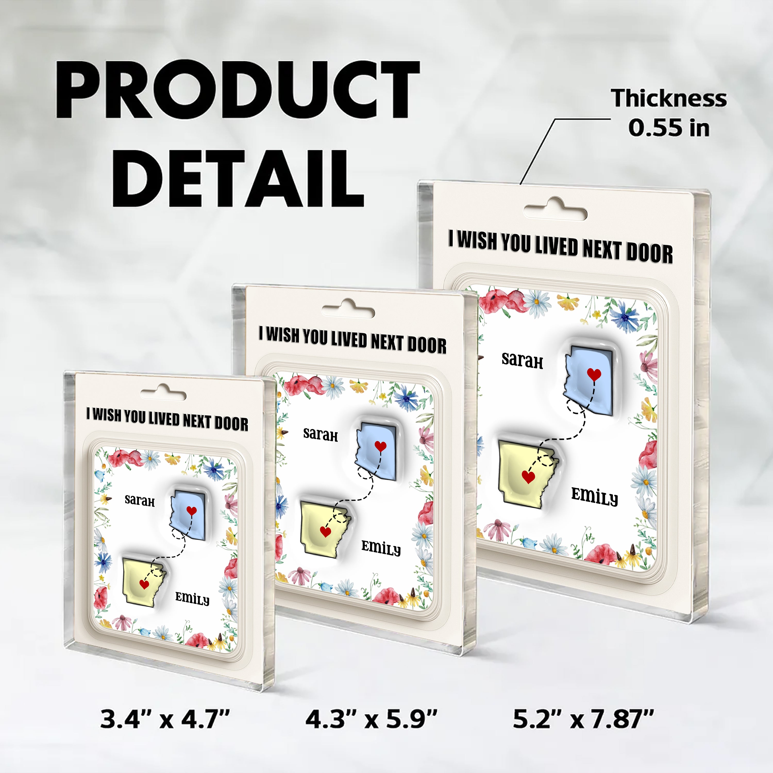 I Wish You Lived Next Door - Personalized Name Gift - Custom Shape Acrylic Block Plaque