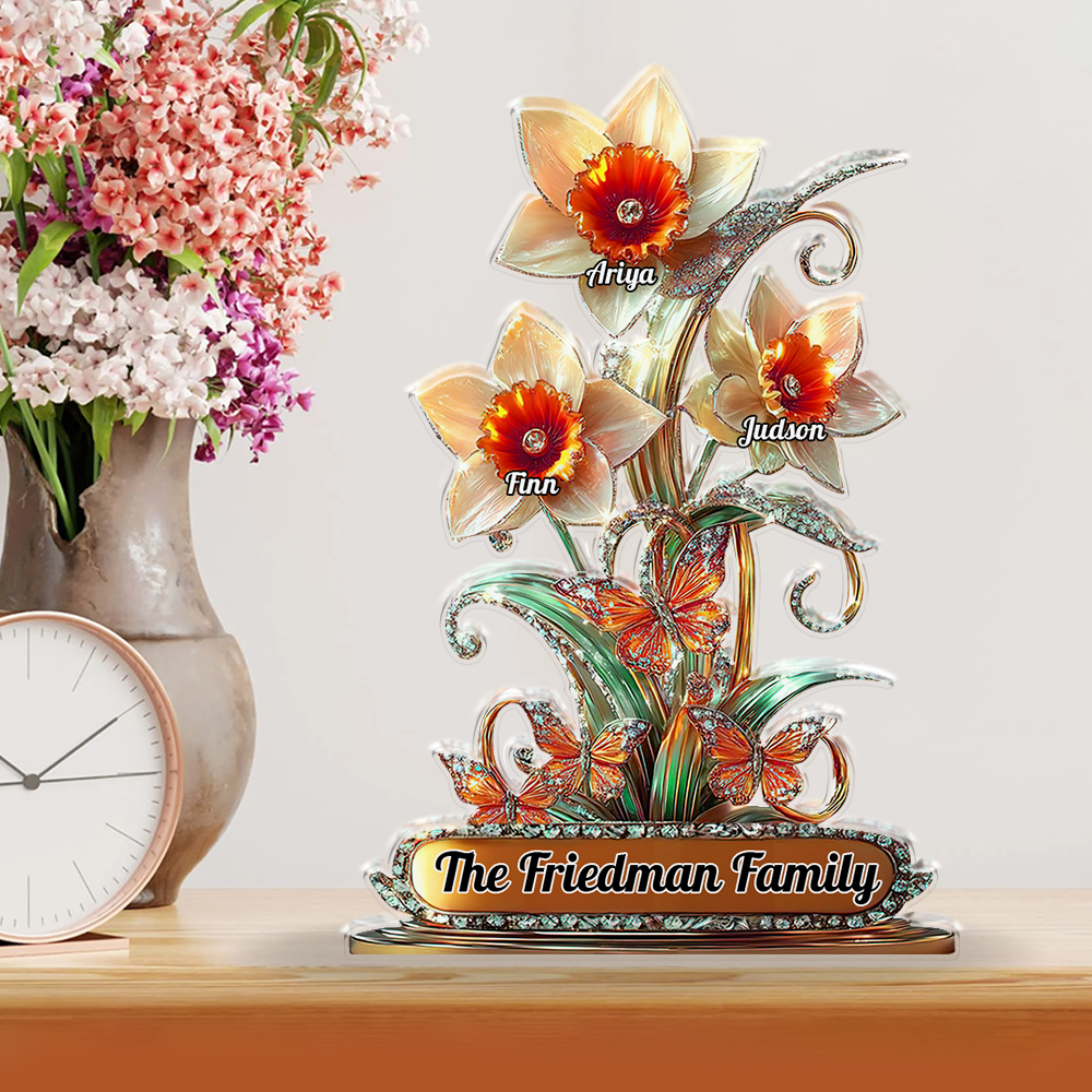 Family Flower - Personalized Custom Shaped Acrylic Plaque - Lily